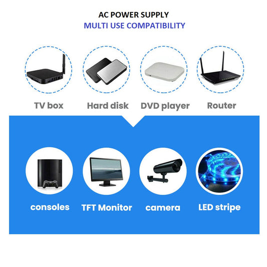 12V 2A DC Universal Power Adapter