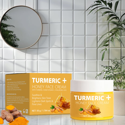 Turmeric & Honey Face Cream 50g – Daily Moisturizer with Vitamin E, Organic Vegan Herbal Formula