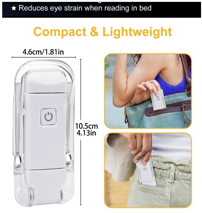 Reading Book Light USB Rechargeable Folding Portable Eye Protection 3 Light Colors Adjustable Brightness Night Lamp