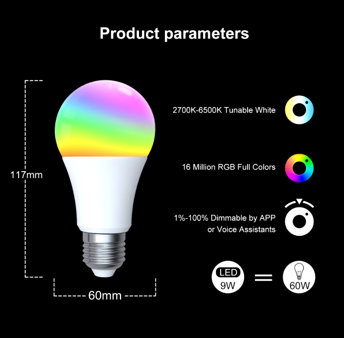 Smart Light Bulb with Bluetooth and WIFI (Screw fitting)