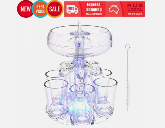 6 Shot Party Drink Dispenser LED Light Beverage Liquor Fountain