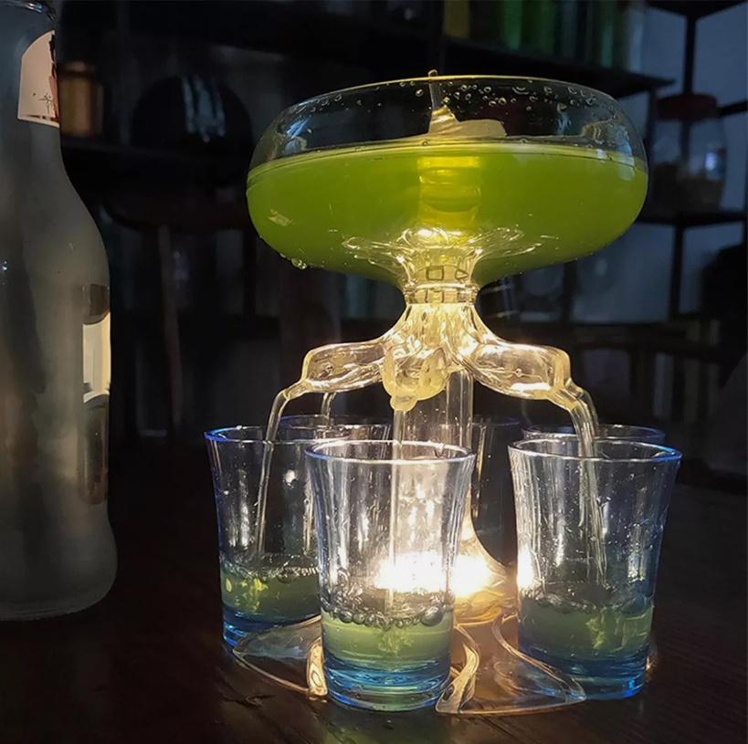 6 Shot Party Drink Dispenser LED Light Beverage Liquor Fountain