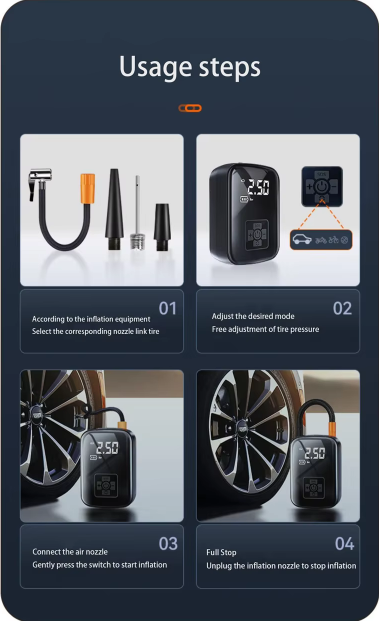 Car Tyre Pump Wireless Air Compressor Air Pump Electric for Motorcycle Bicycle Boat Car Auto