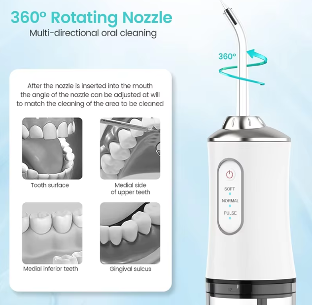 Water Dental Flosser Cordless for Teeth 3 Modes Dental Oral Irrigator Portable Rechargeable Teeth Cleaner