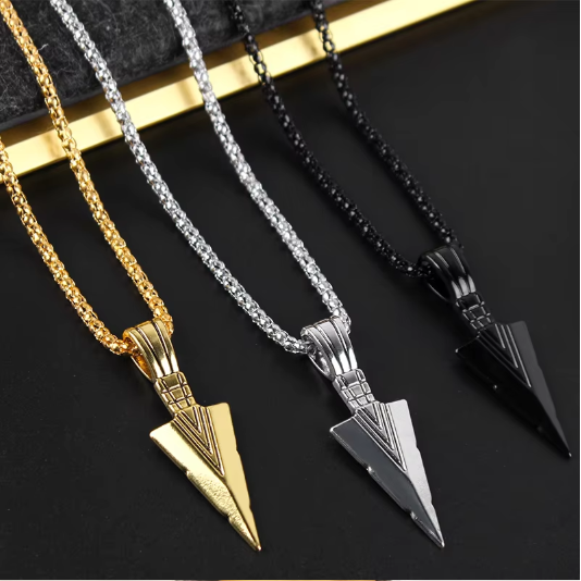 Men's Necklace Stainless Steel Metal Arrow Pendant Jewelry Chain