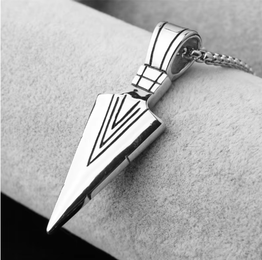 Men's Necklace Stainless Steel Metal Arrow Pendant Jewelry Chain