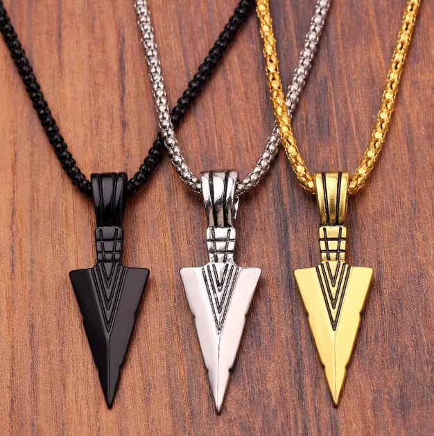 Men's Necklace Stainless Steel Metal Arrow Pendant Jewelry Chain
