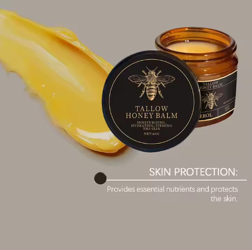 Grass-Fed Beef Tallow & Raw Honey Balm – All-Natural Moisturizing Cream for Soft, Healthy Skin