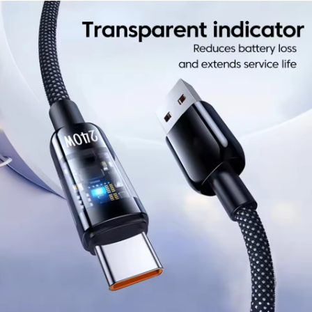 240W QC3.0 USB to Type-C Cable – 2m-Super Fast Charging LED Charger Cord for Samsung, Xiaomi, Huawei, OPPO