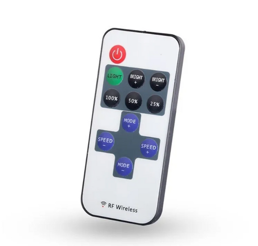 11-Key RF Wireless LED Dimmer Controller 5V–24V for Single-Color 2-Pin 5050/2835 Light Strips
