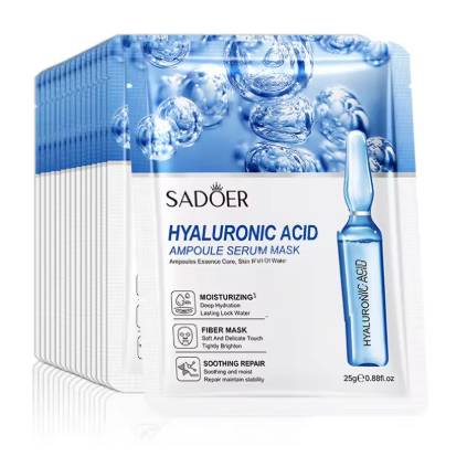 5pcs SAODER Hyaluronic Acid Face Masks – Hydrating, Firming & Moisturizing Facial Skincare