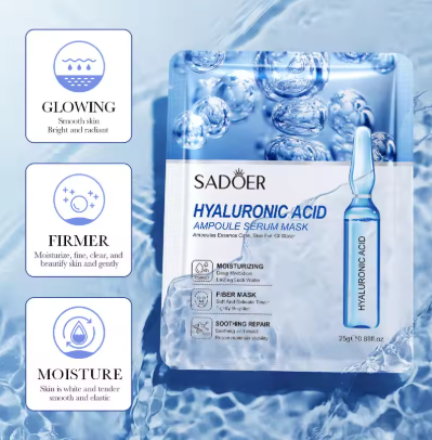 5pcs SAODER Hyaluronic Acid Face Masks – Hydrating, Firming & Moisturizing Facial Skincare