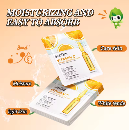 5pcs Vitamin C Ampoule Serum Face Masks – Hydrating, Brightening & Moisturizing Skincare