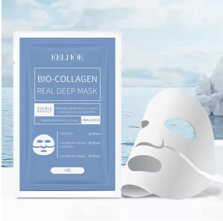 BioCollagen Deep Moisturizing Anti-Wrinkle Face Mask – Lifting & Hydrating Sheet Mask with Hydrolyzed Collagen