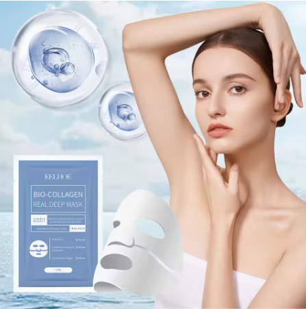 BioCollagen Deep Moisturizing Anti-Wrinkle Face Mask – Lifting & Hydrating Sheet Mask with Hydrolyzed Collagen