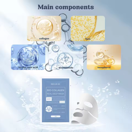 BioCollagen Deep Moisturizing Anti-Wrinkle Face Mask – Lifting & Hydrating Sheet Mask with Hydrolyzed Collagen