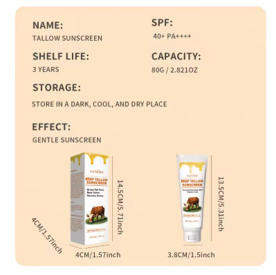 SAUVASINE Sunscreen SPF40 – Non-Greasy Sunblock with Beef Tallow, Honey & Shea Butter (80ml)