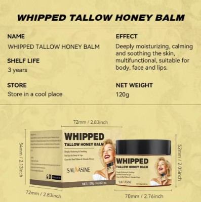 Suavasine Aqua-Based Whipped Tallow & Honey Cleansing Balm – Hydrating Cream for Dry Skin Relief