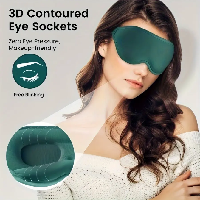 3D Contoured Eye Mask for Sleeping – Breathable, Light-Blocking Sleep Mask for Adults & Teens, Relieves Fatigue