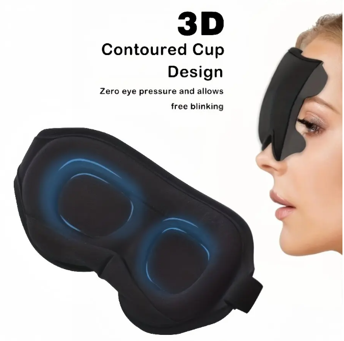 3D Contoured Eye Mask for Sleeping – Breathable, Light-Blocking Sleep Mask for Adults & Teens, Relieves Fatigue
