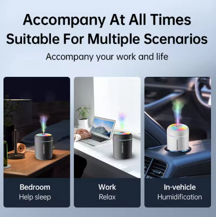 180ml Mini USB Air Humidifier & Essential Oil Diffuser – Aromatherapy Mist Maker with LED Lights for Car, Home & Bedroom