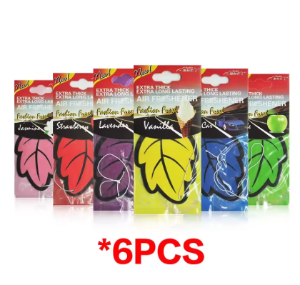6pcs Car Air Freshener – Natural Scented Hanging Paper Leaf, Vanilla Fragrance for Car Interior & Accessories