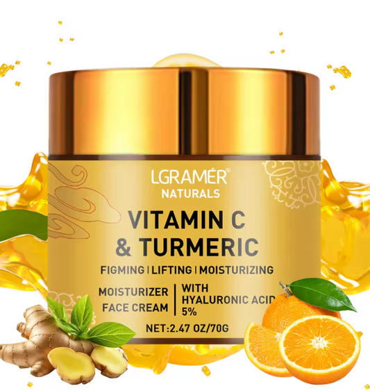 Turmeric & Vitamin C Face Cream with Retinol, Hyaluronic Acid – 70g Moisturizing, Firming & Brightening