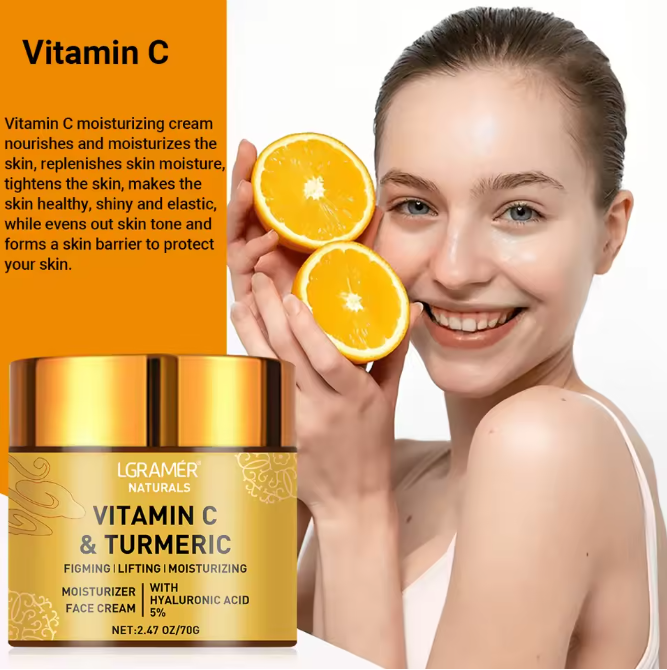 Turmeric & Vitamin C Face Cream with Retinol, Hyaluronic Acid – 70g Moisturizing, Firming & Brightening