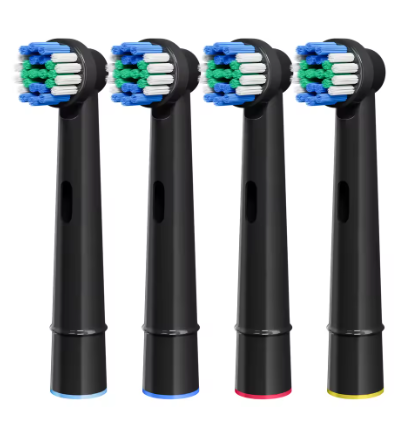 4-Pack Replacement Toothbrush Heads – Compatible with Oral-B Braun Professional (Black & White Options, Fits 1000–8000 Models)