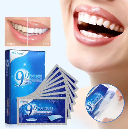 14pcs Box – 9D Teeth Whitening Strips with Toothpaste Gel | Double Elastic Bleaching Strips for Oral Care & Veneers