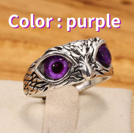 Silver Owls eyes Ring Adjustable Gift (Woman's & Men's Jewellery)