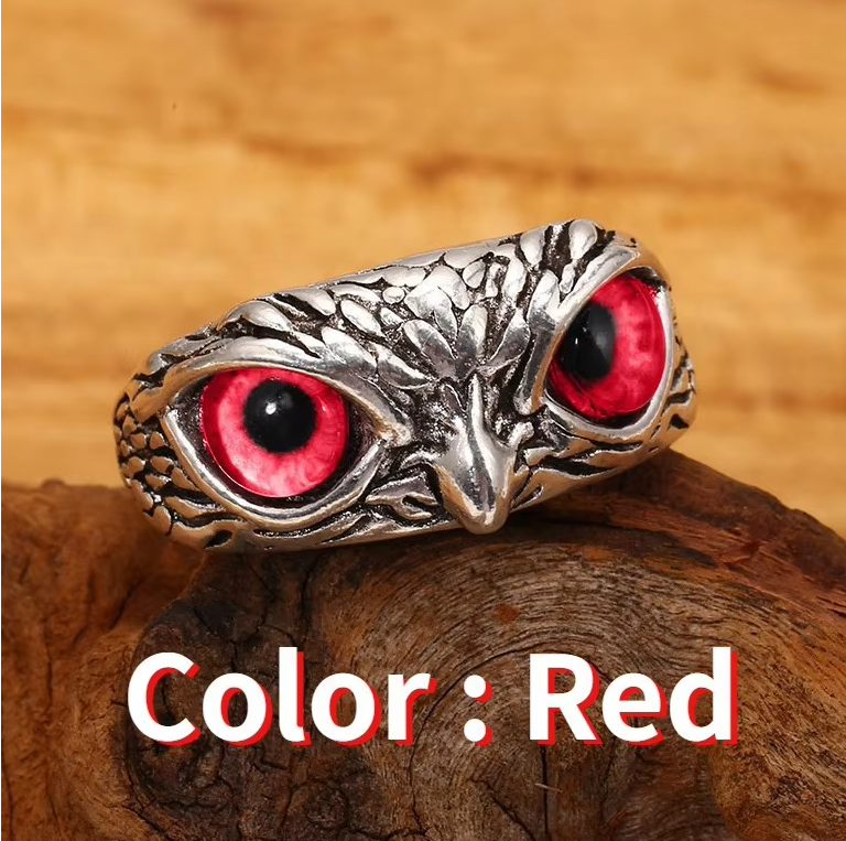 Silver Owls eyes Ring Adjustable Gift (Woman's & Men's Jewellery)