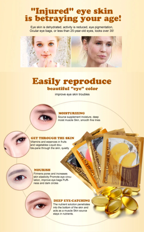 10 Pairs Gold Collagen Under Eye Masks – Nourishing, Hydrating & Anti-Wrinkle Patches