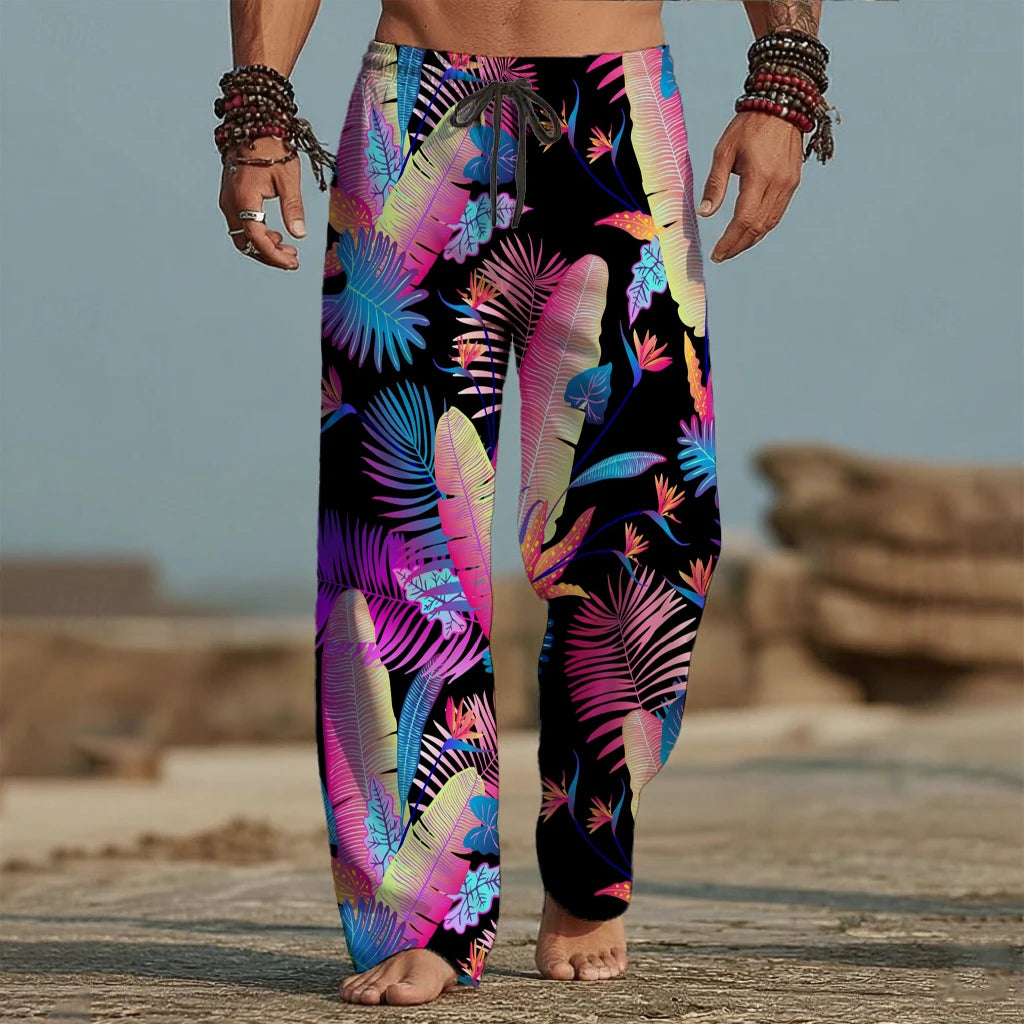 Men's psychedelic print baggy festival pants – Midnight Palm