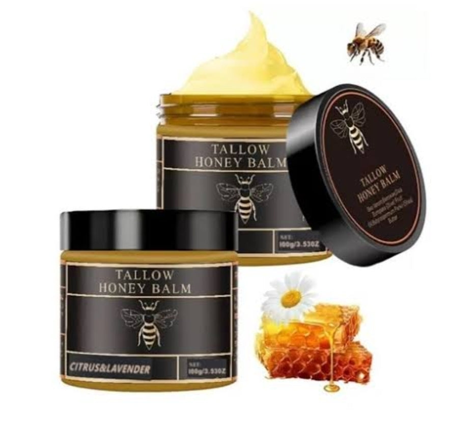 Grass-Fed Beef Tallow & Raw Honey Balm – All-Natural Moisturizing Cream for Soft, Healthy Skin