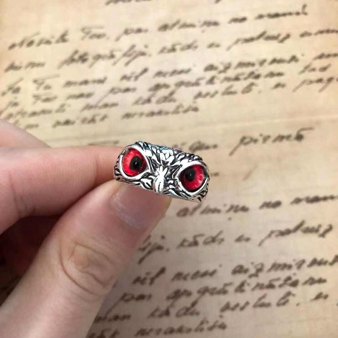 Silver Owls eyes Ring Adjustable Gift (Woman's & Men's Jewellery)