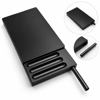 7 Compartment Pocket Storage Case with Sliding Lid & Aluminium Scoop