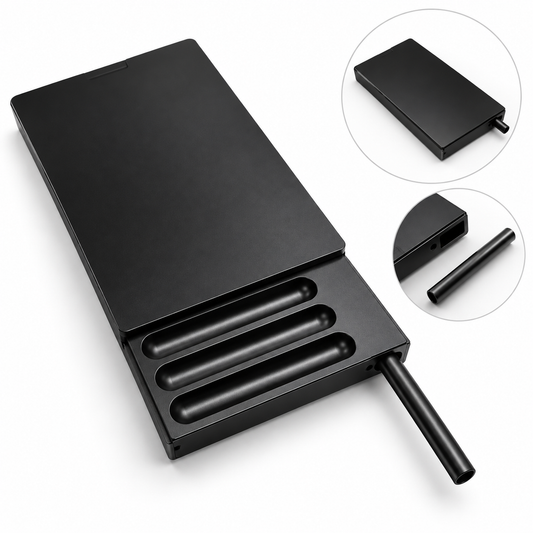 7 Compartment Pocket Storage Case with Sliding Lid & Aluminium Scoop