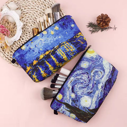 Van Gogh Starry Night Cosmetic Organizer Bag – Women’s Makeup & Travel Pouch / Multifunction Pencil Case