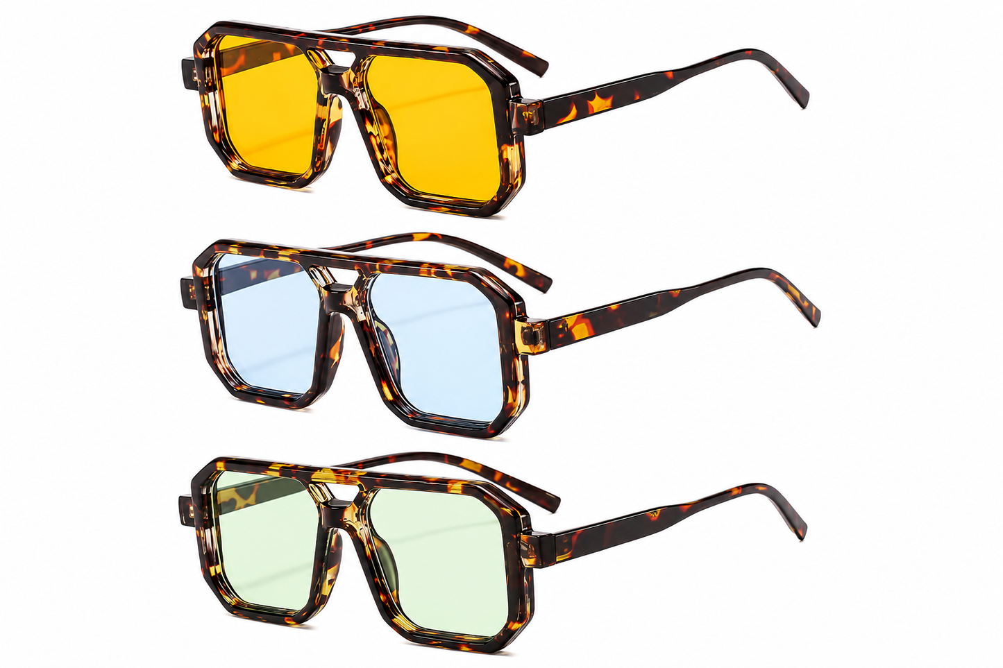 Retro Square Double Bridge Sunglasses for Men & Women – UV Protection