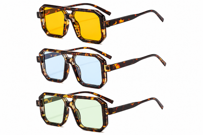 Retro Square Double Bridge Sunglasses for Men & Women – UV Protection