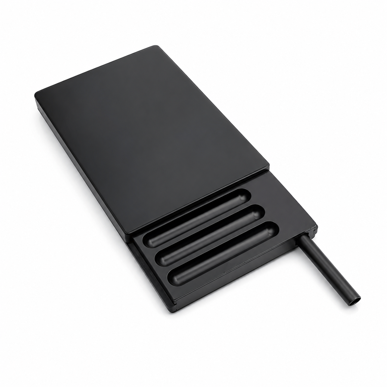 Portable 7-Compartment Plastic Storage Case with Sliding Lid & Aluminium Straw