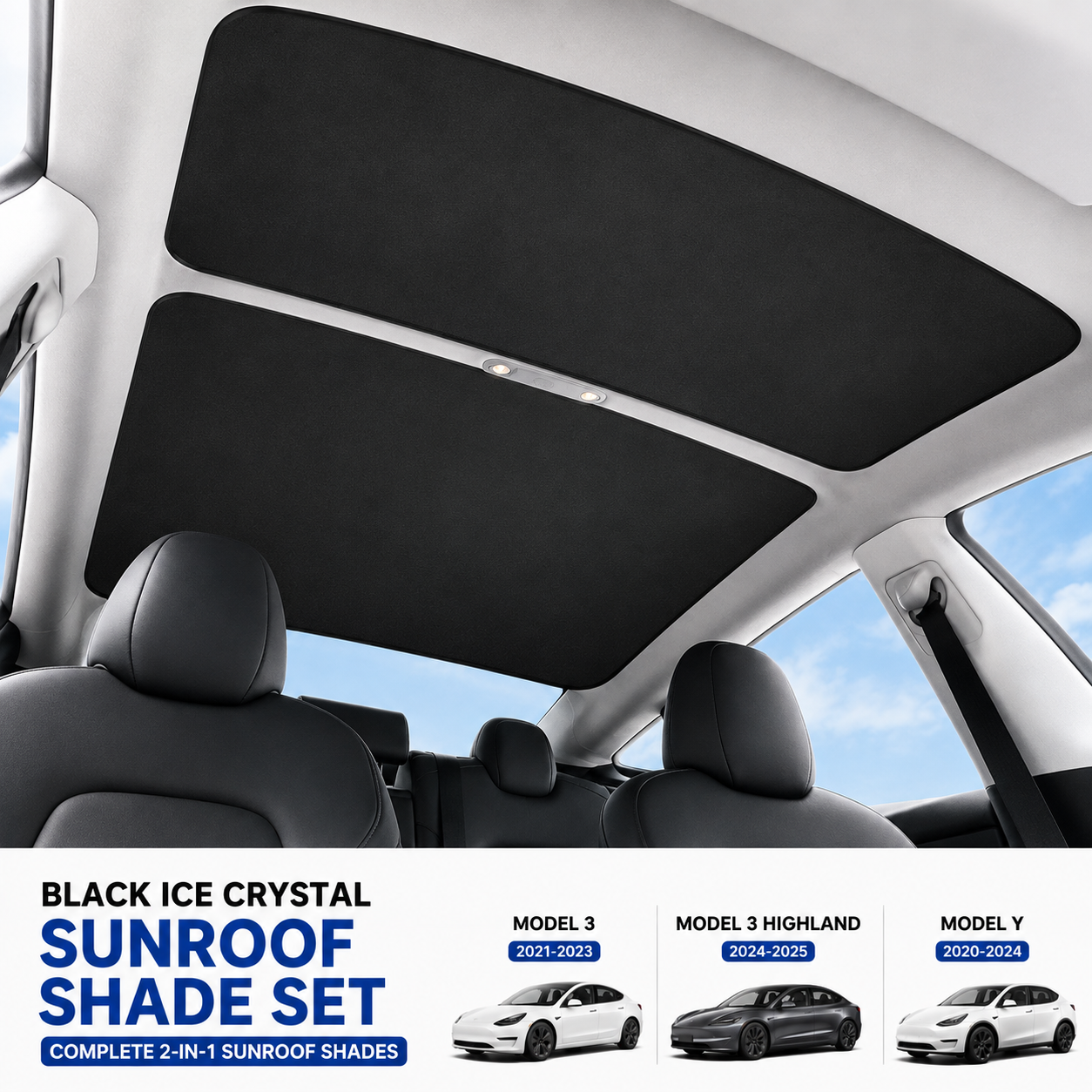 Tesla Sunroof Sun Shade – Front & Rear Set