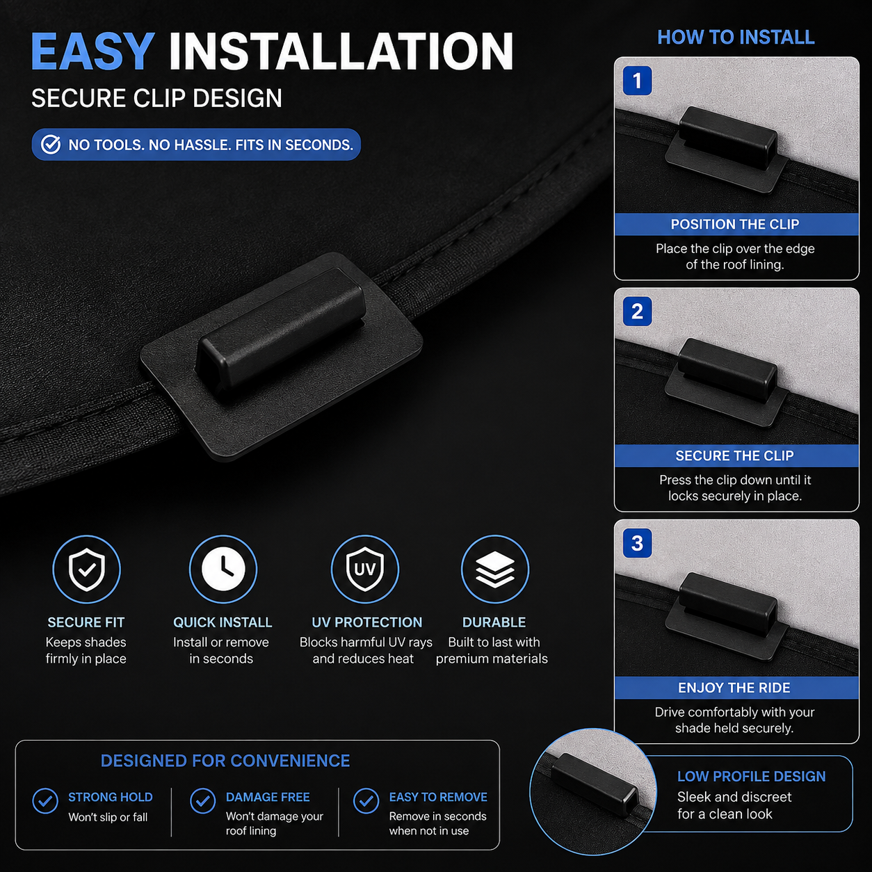 Tesla Sunroof Sun Shade – Front & Rear Set