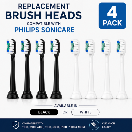 Replacement Brush Heads for Philips Sonicare Electric Toothbrush – Compatible with 1100, 2100, 4100, 5100, 5300, 6100 & 7500 Series