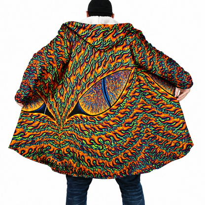 Psychedelic Mandala Hooded Cloak – Men’s Winter Fleece Cape Coat