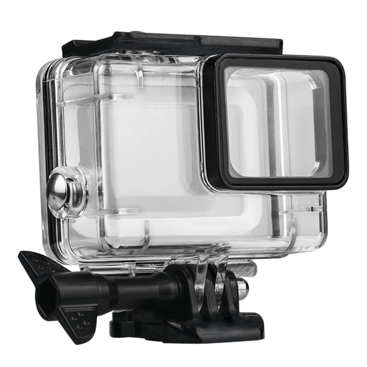 Waterproof diving housing for GoPro HERO 5, 6 and 7 Black, clear polycarbonate shell with mounting fork