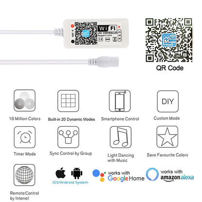 Smart Wifi LED Strip Controller RGB/RGBW - Google Home / Alexa compatible