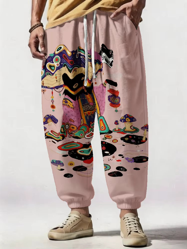 Mushroom Print Harem Pants – Loose Fit Boho Streetwear Trousers
