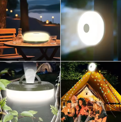 Rechargeable Camping String Lights – 10m LED Tent Light with Flashlight & Hook | 4-in-1 Waterproof Outdoor Lantern (Warm White / Warm White + RGB)